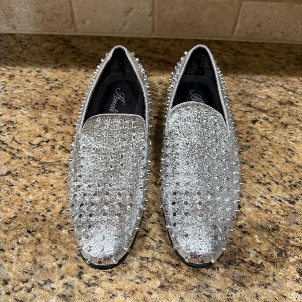 Men's Silver Studded Loafers